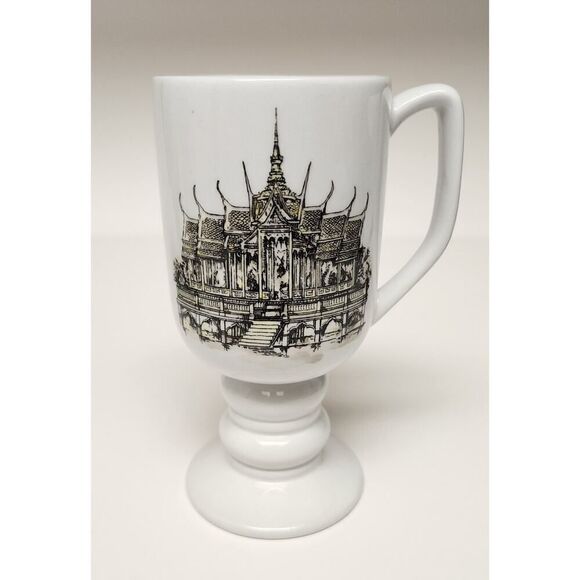 Kaysons International Pedestal Coffee Mugs Lot Of 4 Vtg 1965 Historical Landmark - Picture 6 of 12